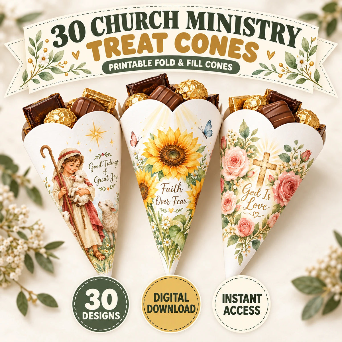 Christian Treat Cones – 30 Printable Faith Designs