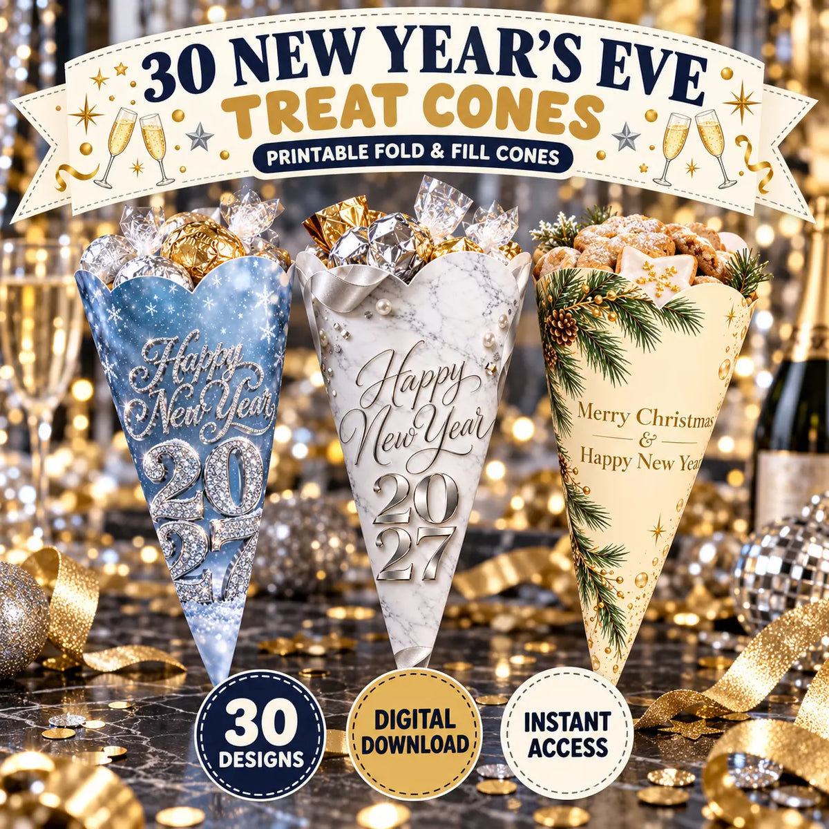 New Year's Eve Cone Pack – 30 Designs