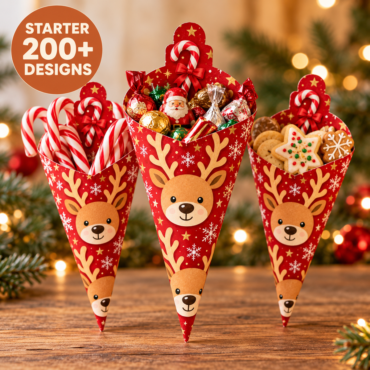 Christmas Treat Cone Kit — Starter Pack (200+ Printable Designs)